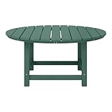 westintrends malibu low outdoor hdpe round patio coffee table dark green