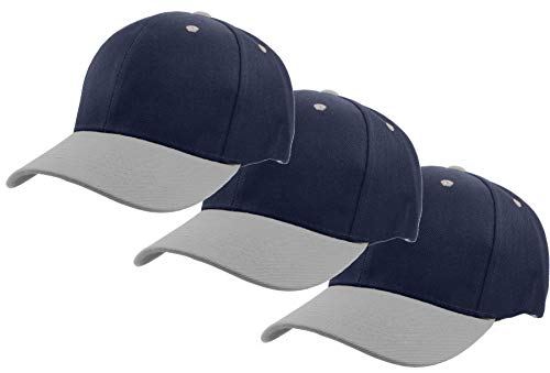 Image of Gelante Plain Baseball Cap Adjustable Back Strap 3 PC-001-Navy Gray