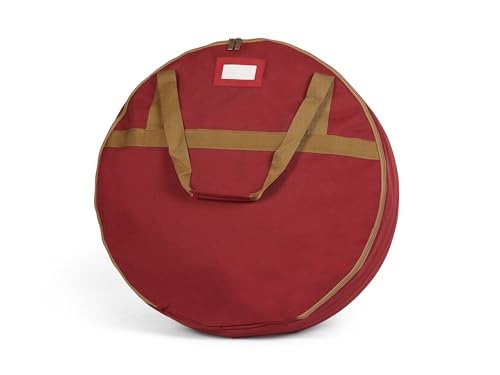 Covermates Keepsakes Christmas Wreath Storage Bag - Heavy Duty Polyester - Interior Pouch - Dual Zipper Pulls - Holiday Storage, Red