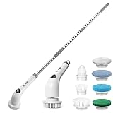 Qimedo Handheld Spin Scrubber with Smart Display, Rechargeable Electric Scrubber for Cleaning, Cordless Power Dish Scrubber with 6 Brushes for Bathtub Grout Tile Floor