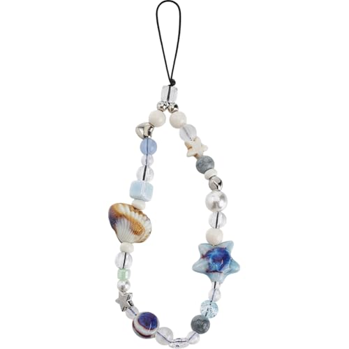 GORGECRAFT Abalorios para Teléfono con Forma de Estrella de Mar Estilo Océano Resina Acrílica Corazón Cordón Corto para Teléfono Colgantes para Bolso Joyería para Teléfono Móvil Llaveros Cámara