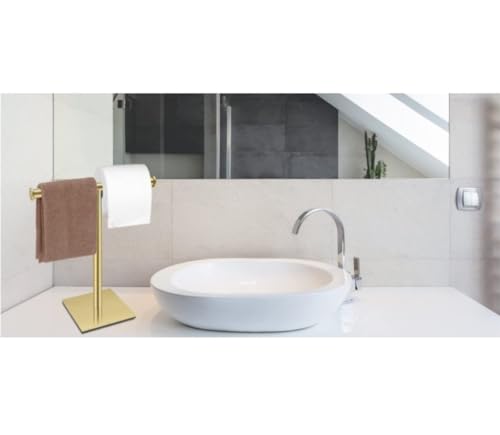 Toallero de encimera para baño moderno plata XXZ con base estable de 27.3cm 3