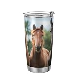 xigua Running Horse Tumbler with Straw Lid Stainless Steel Vacuum Insulated Coffee Ice Cup Double Wa