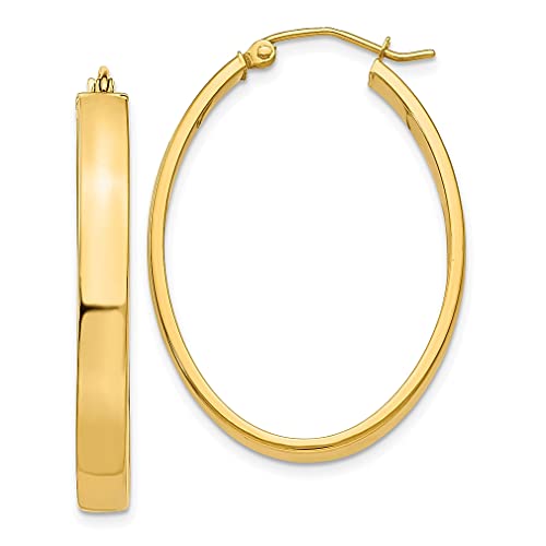 14K Yellow Gold Oval Hoop Earrings Fine Jewelry For Women Gifts For Her #TOP26