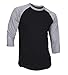 Dream USA Men's Casual 3/4 Sleeve Baseball Tshirt Raglan Jersey Shirt Black/H Gray Medium