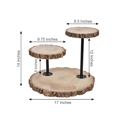 Efavormart CAKE_WOD003_NAT Efavormart 14 Inch Tall | 3 Tier Rustic Wood Slice Cupcake Stand thumb #1