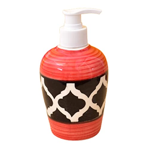 Image of Ceramic Liquid Soap Dispenser, 300 ml, Red | Refillable Pump Bottle for Hand Wash, Lotion, Shampoo & Kitchen Use, 1 Pieces