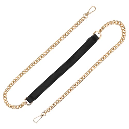 Skweawert Black 47 Inch Purse Chain Strap, Leather Metal Chain Strap Handbag Chain Purse Handles Shoulder Cross Body Replacement Strap