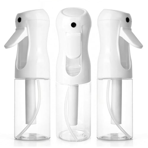 RMNJPW 3Pack Continuous Spray Bottle 200ml, Ultra Fine Water Mister Refillable Empty Spray Bottle for Hair Styling, Salon, Skin Care, Cleaning & Plants (6.8oz Clear)