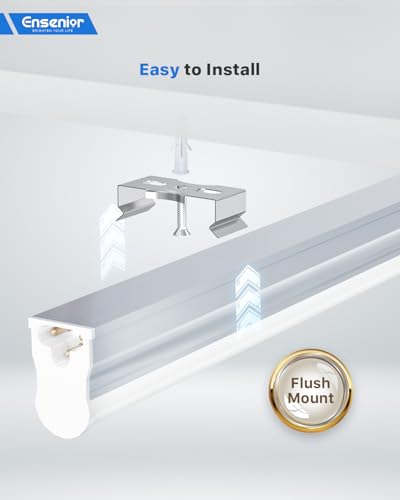 Ensenior 6-Pack T5 LED Shop Lights, 4FT 2000LM 6500K Super Bright White Integrated Single Fixture, 20W Linkable Utility Commercial Lighting for Gym/Garage/Ceiling/Under Cabinet, Plug & Play - Thumbnail 7