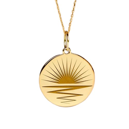 Chaîne câble 45,7 cm et pendentif pièce gravée soleil LKBEADS