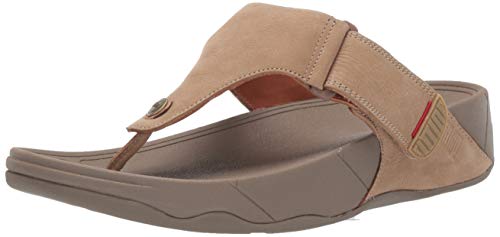 FitFlop Men's TRAKK II Nubuck Flip-Flop, Feather Grey, 11 M US