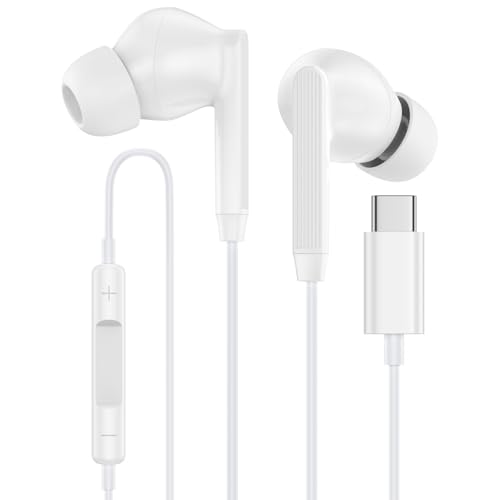 USB C Wired Earbuds Headphones for iPhone 16/16Pro Max/16 Pro/16 Plus/16e/15/15 Pro/15 Pro Max/15 Plus,Type C Wired Samsung Earbuds with Mic & Remote Control Earphones for Galaxy A17 S25 S24 S23 S22