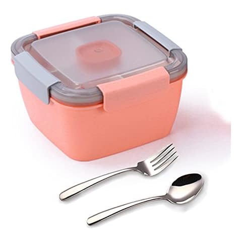 Double Layer Lunch Box, Bento Box with Compartments, Bento Lunch Box with Cutlery and Condiment Box, Large Capacity Salad Box for Adults Children for School Office Work Picnic Travel 1.5L(Pink) Cover