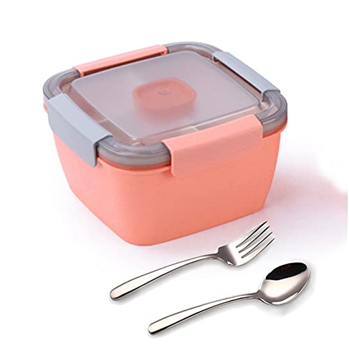 Boîte à lunch double couche, Boîte Bento avec compartiments, Boîte à lunch Bento avec couverts et boîte à condiments, pour adultes enfants école bureau travail pique-nique voyage 1.5L (rose) Cover