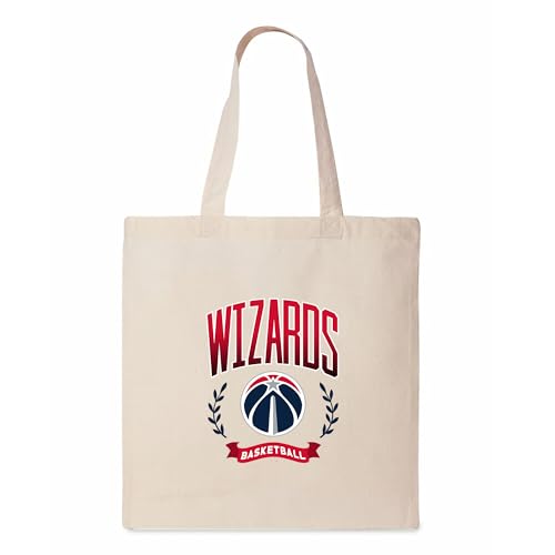 Northwest NBA Washington Wizards Academic Canvas Tote Bag, Officially Licensed 100% Cotton Carryall, 14 x 15 in Reusable Shopping and Everyday Tote