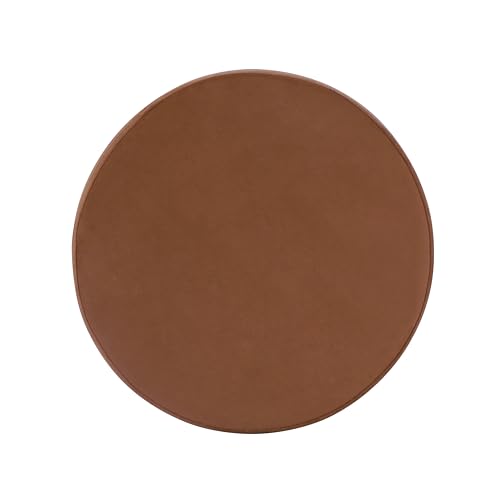 Image of HomePop Home Decor | Upholstered Round Storage Ottoman | Ottoman with Storage for Living Room & Bedroom, Spice Orange Velvet Large
