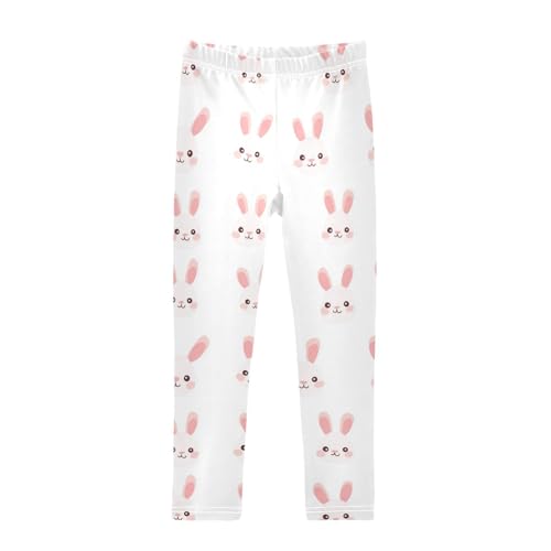 Vdsrup Girls Leggings Bunnies Cute Pink Kids Ankle Length Leggings Pants Athletic Yoga Pants Toddler Tights Trousers 4T