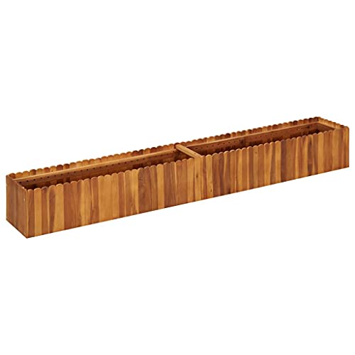 Jardinière en bois d'acacia massif 200 cm robuste pour fleurs et herbes aromatiques