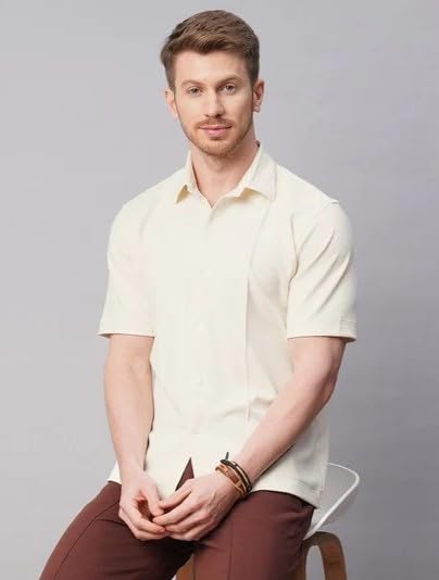 Image of GRECIILOOKS Men's Cotton Lycra Blend Casual Stylish Regular Fit Formal Shirt