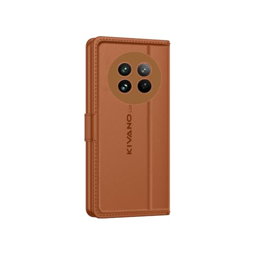 Image of KIVANO LUXE Compatible for Realme 13 Pro 5G / Realme 13 Pro Plus 5G Luxury Handmade Leather Magnetic Flip Folio Case | Card Holder & Kickstand | Slim Protective Cover | Unisex - Brown