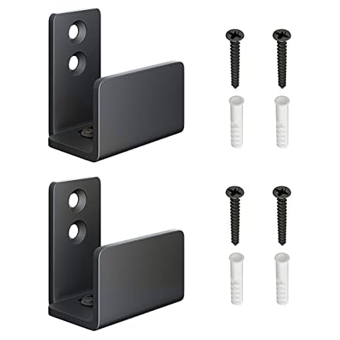 SMARTSTANDARD Adjustable U Shape Floor Guide, Wall Mounted Flexible Sliding Barn Door Hardware, Sturdy Black Coated Steel Bottom Roller(Set of 2) Cover