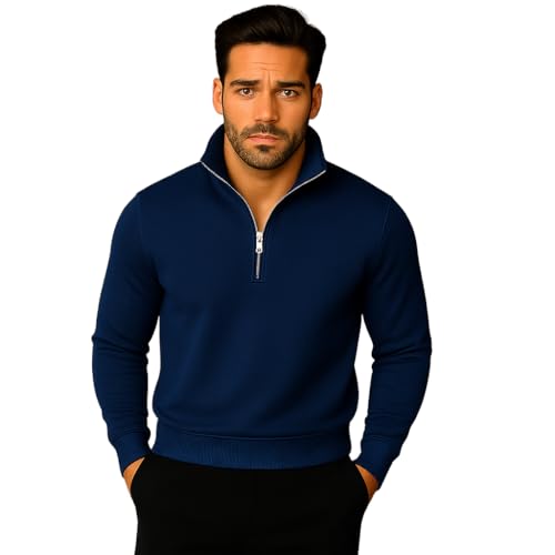 Image of Mack Jonney Men's Fleece Half-Zip High Neck Sweatshirt | Warm & Stylish Winter Wear -M4380