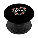 Cleo Fleur Coeur Personnalisé Nom Cleo PopSockets PopGrip Interchangeable