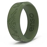 Enso Rings Etched Bevel Silicone Wedding Ring - Comfortable and Flexible Design for Active Lifestyle - Pine Peak, Size 9