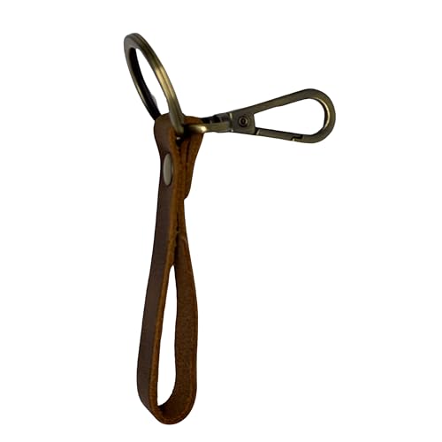 Custom Leather Keychain – Engraved Key Fob with Initials, Coordinates or Date – Handmade Crazy Horse Cowhide – Anniversary & Christmas Gift (Brown)