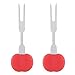 Fourchettes de Barbecue, Mini 2pcs fourchettes de Barbecue de Fruits à poignée Anti-brûlure Durable, pour Barbecue(Red)