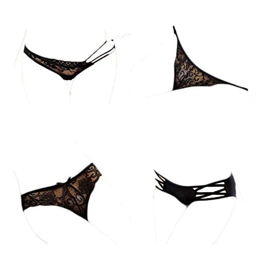 KHUFUZI Sexiga underkläder för kvinnor underkläder spets stringtrosor söta G-string kort present till flickvän, 4 stilpaket, M