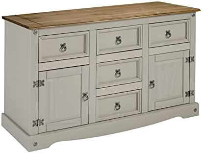 Corona Grey Wax 2 Door 5 Drawer Sideboard