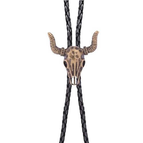 Image of GelConnie Bolo Ties for Men Women Western Cowboy Tie Mens Western Necklace Leather Necktie Gold Bolero Tie Cowboy Necklace