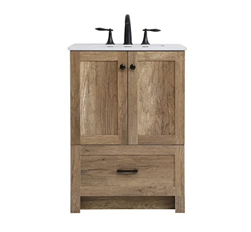 Elegant Decor 24 Inch Single Bathroom Vanity In Natural Oak #TOP16