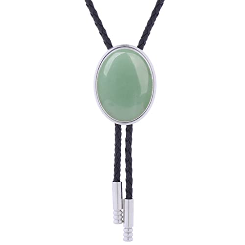 Huabola Calyn Bolo Tie For Men Western Cowboy Leather Necktie Handmade Natural Stone Minimalist Style Bolo Ties (6# Aventurine) #TOP15