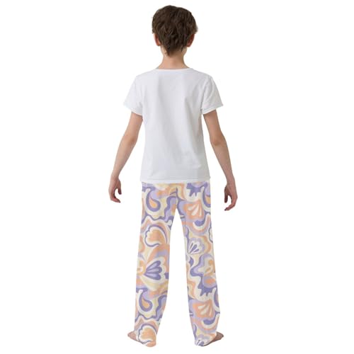 ZZXXB Abstract Swirl Boys Long Pants Soft Trousers Elastic Waist Kids Lounge Bottoms with Pockets S-XL3