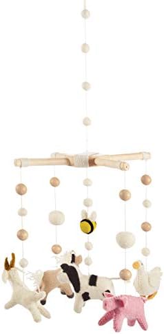 Mud Pie Nursery Crib Farm Animals Mobile, Multicolor