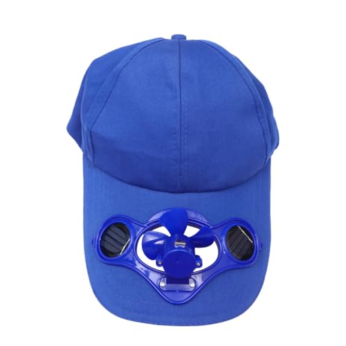 Sombrero ventilador solar recargable para verano: gorro de algodón azul para mantenerse fresco