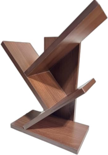 Image of Engineered Wood Bookshelf Multipurpose Home Decor Storage Rack Bookcase Showcase Organizer for Living Room Kitchen (Square 6 Shelf Bookrack) (3TIER Brown)