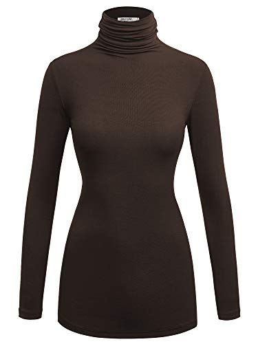 Image of Lock and Love Women's Turtleneck Top Lightweight Long Sleeve Slim Fit Pullover, Soft Rayon Stretch Layering Basic, S-3XL