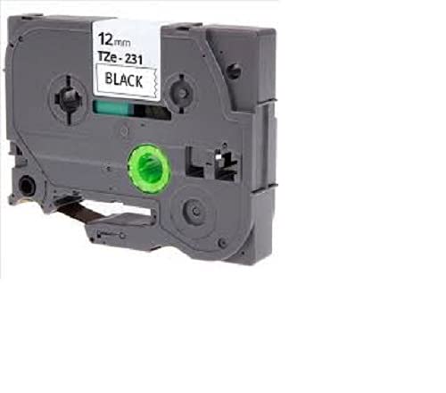 12mm Width Laminated Label Tape for Brother P-Touch PT-1000. Black ON White 8m in Length. TZe-231. See Description for List of Compatible Printers. TZ-231