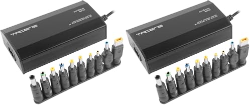 TACENS ANIMA ANBP100, Cargador Universal Compacto para Portátiles, 10 Adaptadores, 8 Voltajes, Conector USB, 100W de Potencia, Negro (Paquete de 2)