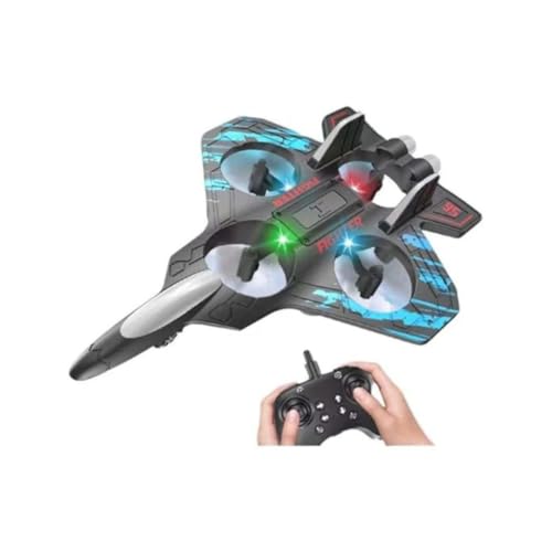 Image of RC Fighter Jet Plane, 2.4G Remote Control Airplane for Kids, LED Lights, 360 Degree Stunt Roll, EPP Material