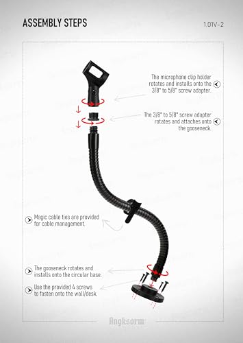 Angksorm TMS190 Microphone Arm Stand 19 Inch Flexible Gooseneck Mic Stand Holder thumb #1