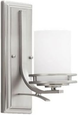 Kichler Hendrik 12" Wall Sconce in Brushed Nickel, 1-Light Modern Wall Mount Light with Satin Etched Cased Opal Glass, (12" H x 5.25" W), 5076NI, 24.75 in