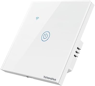 WiFi Smart Wall Light Switch, No Neutral Wire Required, No Hub Required, Compatible with Alexa and Google Home, APP Remote Control, Timing Function, Voice Control(White 1 Gang)
