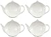 White Ceramic Tea Bag Coasters - Spoon Rests; 4-Pack Classic Teabag Caddy Holder Saucer Set