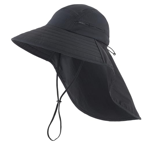 Image of Home Prefer UPF 80+ Sun Hat for Men Women Wide Brim Sun Hat with Neck Flap Summer Beach UV Protection Gardening Fishing Hat
