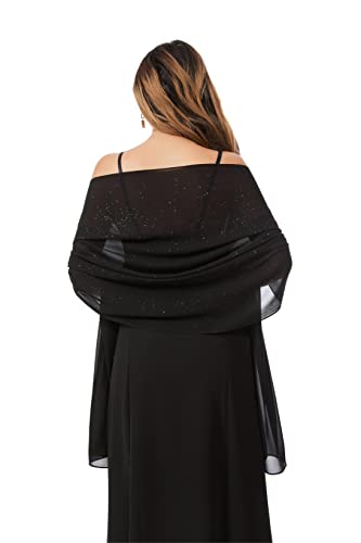 Shawls and Wraps for Evening Dresses Sheer Chiffon Women Elegant Soft Silky Sparkly Wedding Bridal Scarf